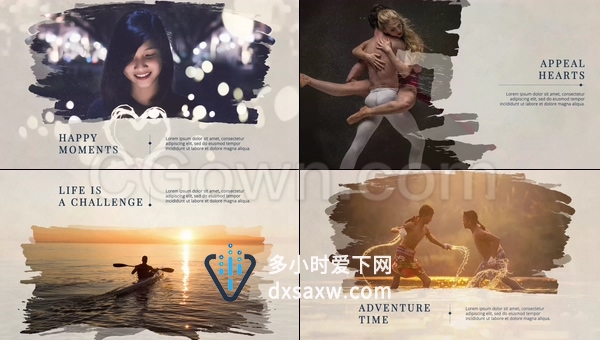 艺术灵感时尚优雅漏光笔触过渡效果动画展示复古水彩照片幻灯片-AE模板下载