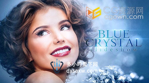 AE模板-时尚大气蓝色水晶风格颁奖晚会包装婚礼视频幻灯片