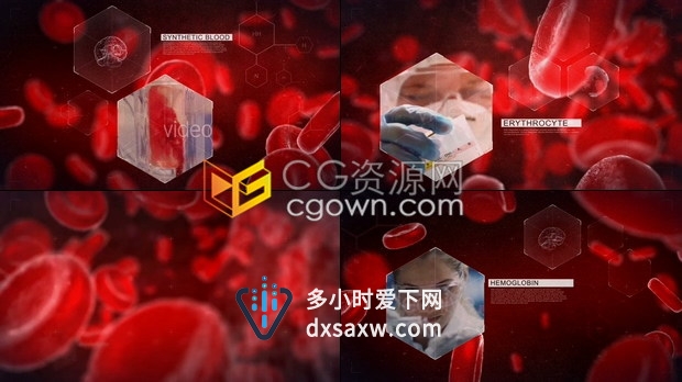 生物医学细胞血液分子遗传科学动画背景演示健康医疗宣传片头-AE模板下载