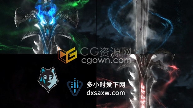 幻想奇幻宝剑魔法粒子特效魔兽游戏介绍宣传LOGO片头视频-AE模板下载