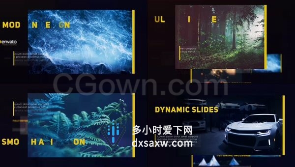 现代商务简洁企业宣传黄色边框标题包装幻灯片-AE模板下载