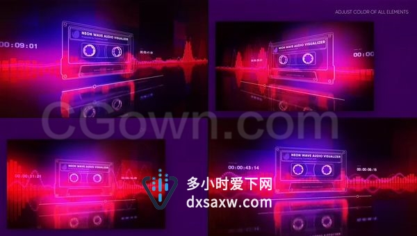 霓虹波视听仪音频可视化歌曲宣传电视节目音轨推广DJ演示-AE模板下载