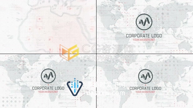 世界地图信息互网络联网未来智能技术数据连接公司LOGO宣传片头视频-AE模板下载