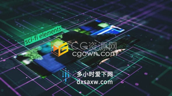 4K科幻元素互联网商业信息加密服务器数据高科技数字视觉效果幻灯片-AE模板