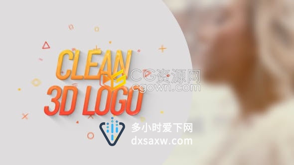 简单的3D图形标志LOGO标题片头动画含音效AE模板下载
