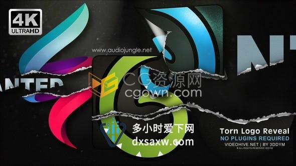 制作撕裂破开标志LOGO或照片动画效果介绍宣传片头视频-AE模板