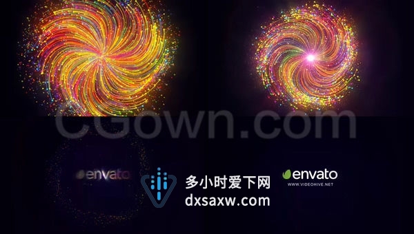 彩色漩涡5G网络科技演绎粒子扭曲空间旋转标志动画-AE模板下载