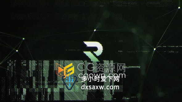 4K视频片头制作AE模板连线闪闪发光数字失真毛刺RGB故障特效效果