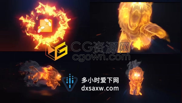 燃烧火焰烟雾粒子特效奔跑狮子直面扑来揭示LOGO动画AE模板