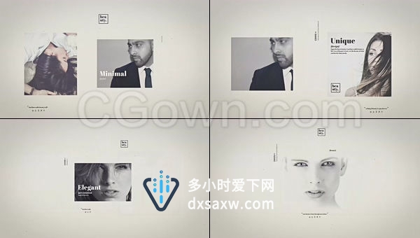 AE模板-简洁图文相册幻灯片独特时尚人物介绍海报展示宣传片