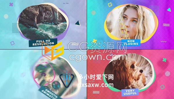彩色鲜艳流体图形动感液态框开场动画清新活力城市介绍宣传片-AE模板下载