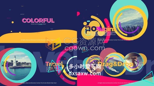 炫彩图形动画素材动感节奏时尚图文展示效果宣传片头视频-AE模板下载
