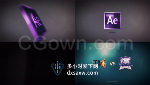 简单金属光泽反射标志翻转LOGO片头动画-AE模板