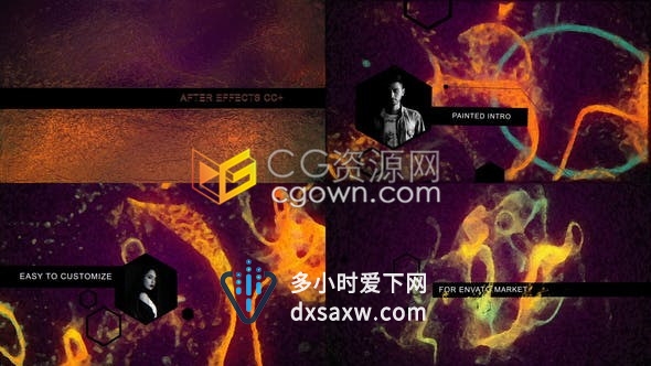 抽象美丽粒子彩绘扭曲效果流动彩墨背景演绎艺术感开场片头-AE模板下载