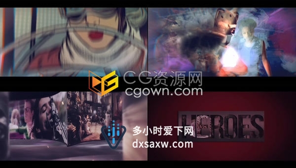 E3D制作超级英雄漫画风预告片漫威电影三维标志LOGO片头-AE模板