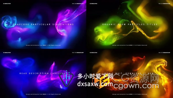 4K梦幻彩色流体粒子慢动作演绎颁奖活动视频背景唯美流动轨迹标题宣传片-AE模板
