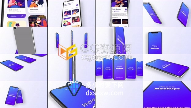 iphone X样机3D手机动画演示应用程序APP介绍动画视频宣传-AE模板下载
