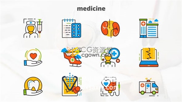 医学与医疗健康方面12组图标动画动态解说Icons效果视频-AE模板