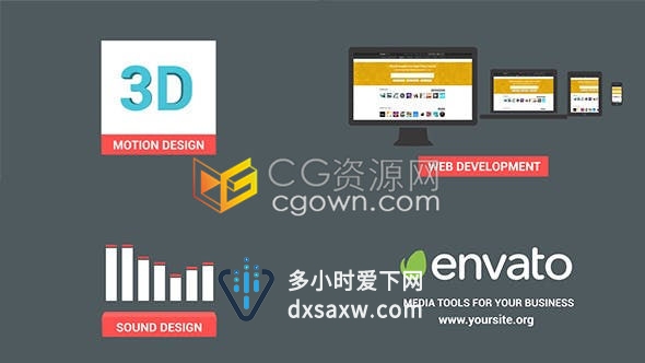 AE模板-公司业务演示手机网络APP应用程序3D图标设计网站宣传动画