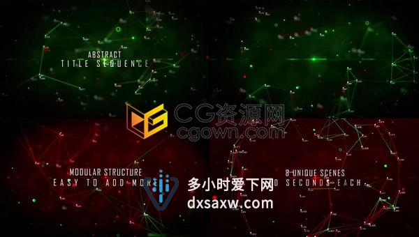 3D科技感点线连接彩色plexus网络粒子文字标题序列动画-AE模板下载