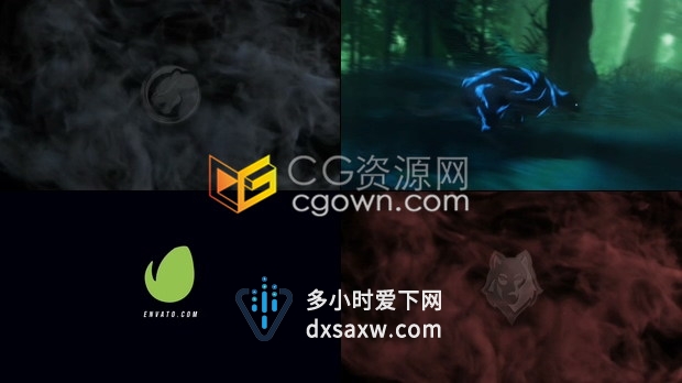 AE模板森林黑豹跑追划痕粒子光效LOGO标志视频动画片头