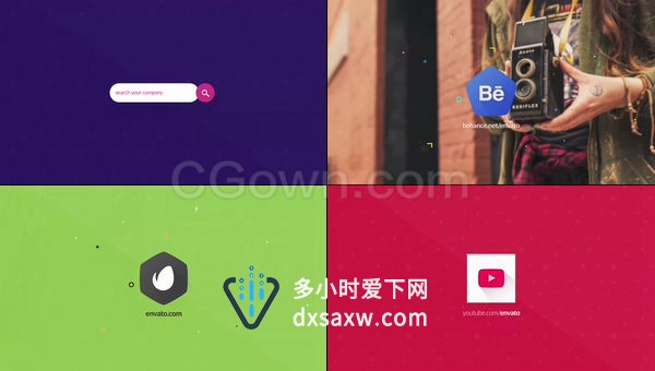 平面搜索标志现代互联网公司扁平化LOGO开场动画-AE模板下载