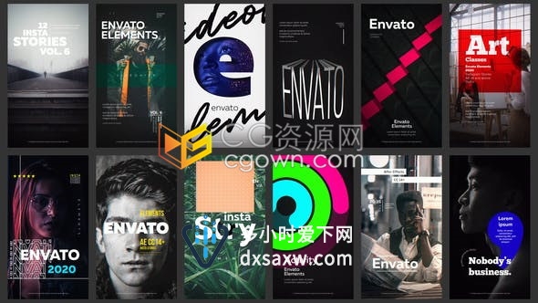 12组干净时尚设计广告网站应用程序社交媒体视频海报-AE模板下载