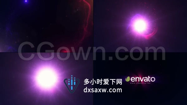 彩色抽象有机粒子漩涡演绎流动能量空间闪光标志片头-AE模板下载