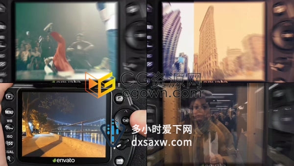 摄像机单反相机拍摄转场效果模拟屏幕介绍开场视频-AE模板下载
