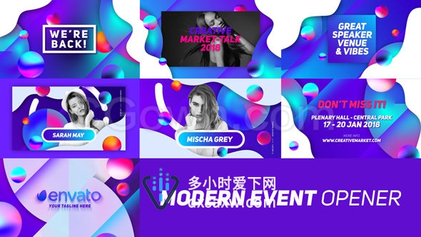 现代多彩创意时尚走秀娱乐节目包装俱乐部音乐派对活动宣传幻灯片-AE模板下载