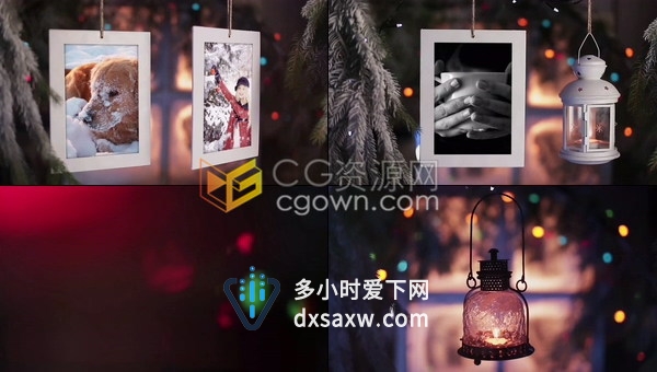实拍视频场景展示照片动画可替换圣诞节冬天主题相册幻灯片-AE模板下载