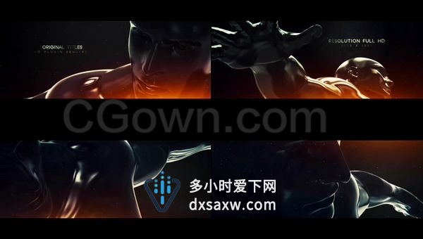 原始三维动画快速制作标题序列模板金属质感人体展示电影预告片标题-AE模板下载