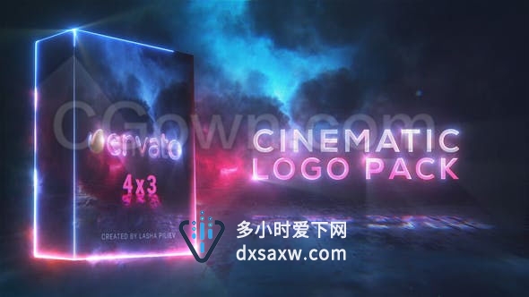 霓虹灯描边特效标志闪光火焰LOGO片头-AE模板下载