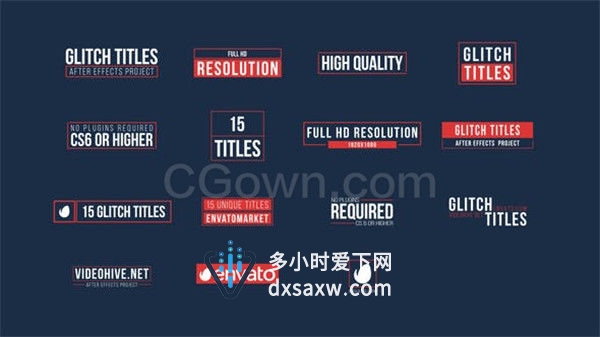 15组信号损坏文字标题动画字幕效果-PR预设与AE模板下载