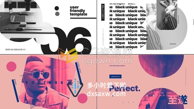 时尚动态排版字幕设计文字标题快闪开场视频动画效果制作-AE模板下载