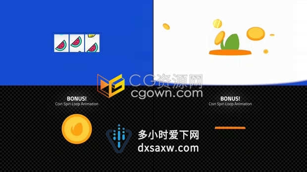老虎机游戏旋转图案动画效果LOGO演绎视频片头制作工程-AE模板下载