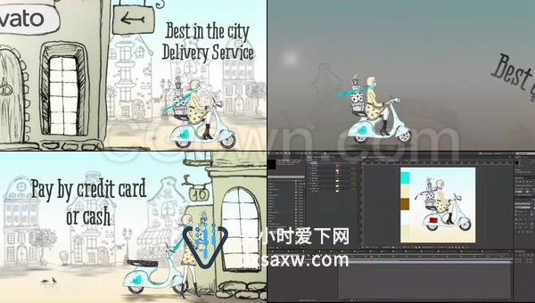 快递物流公司极速包裹货物运输MG动画宣传片商业卡通广告-AE模板下载