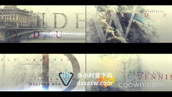 历史开场白标题粒子缠绕线条过渡遮罩效果展示复古摄影作品战争宣传片-AE模板