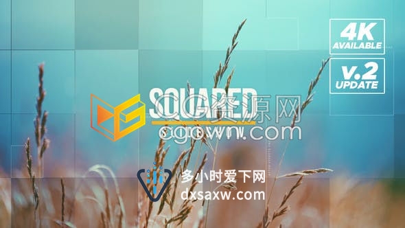 AE模板-现代优雅几何平方过渡动画效果时尚城市宣传公司介绍开场白