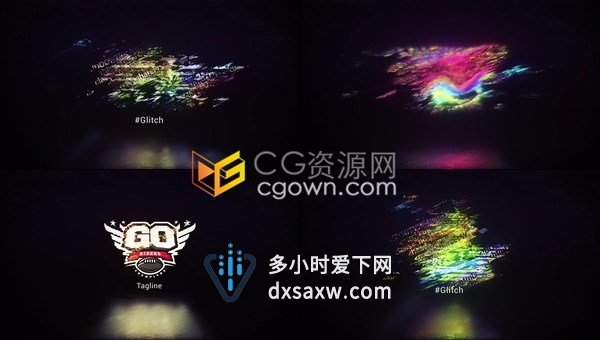 画面故障干扰信号Glitch霓虹灯字幕LOGO游戏标志片头-AE模板下载