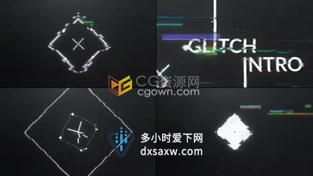 故障效果屏幕网格几何形状数字动画元素LOGO视频片头制作-AE模板下载