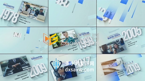 3D年份时间轴文字介绍企业发展事件记录公司重大突破医疗介绍研讨会视频-AE&PR模板