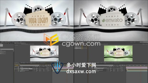电影风格工作室标志游戏介绍电影周边品牌LOGO展示动画-AE模板下载
