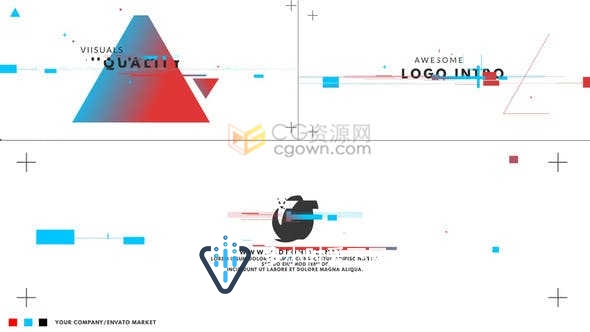 信号损坏草图笔划动画演绎LOGO宣传视频片头效果制作-AE模板