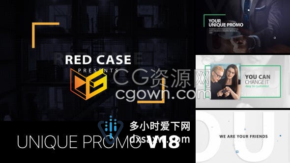 AE模板-独特商业宣传图文标题框展示动画企业活动会议介绍