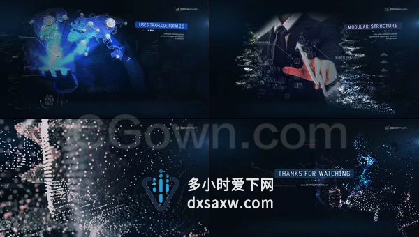 高新技术粒子特效展示互联网电子软件数字公司商务演示幻灯片-AE模板下载