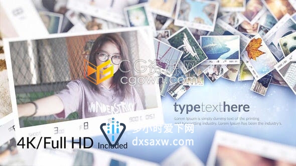 4K多帧拍立得照片墙家庭婚礼时尚相册假期旅游美好回忆幻灯片-AE模板