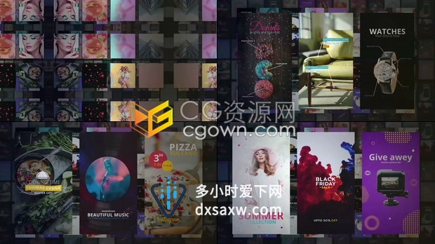 社交媒体vlog介绍动画设计广告业务故事APP竖屏幕效果小视频制作-AE模板下载