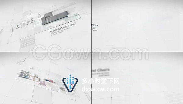 极简素雅室内设计视图包装展示装饰房地产公司产品设计宣传幻灯片-AE模板下载