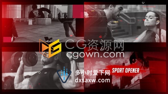 体育运动时尚宣传开场片头图形动画元素介绍视频制作-AE模板下载